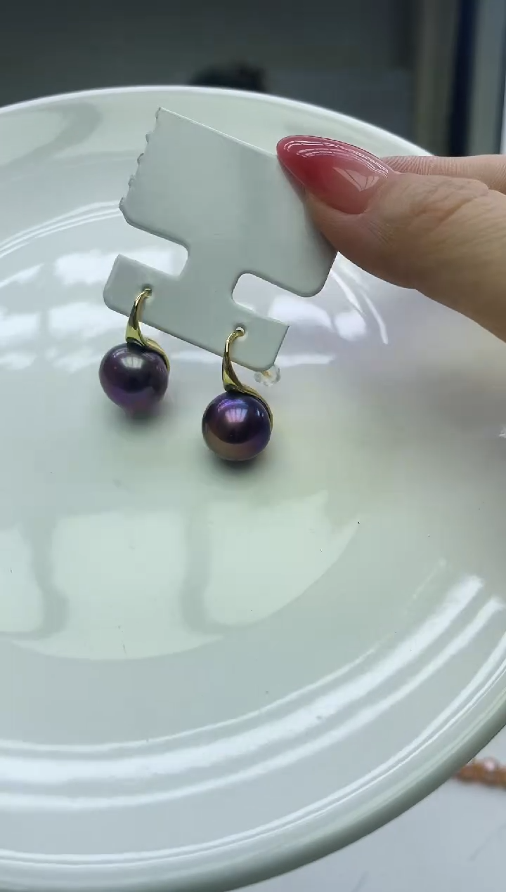 未镶嵌耳饰淡水珍珠紫色系耳饰