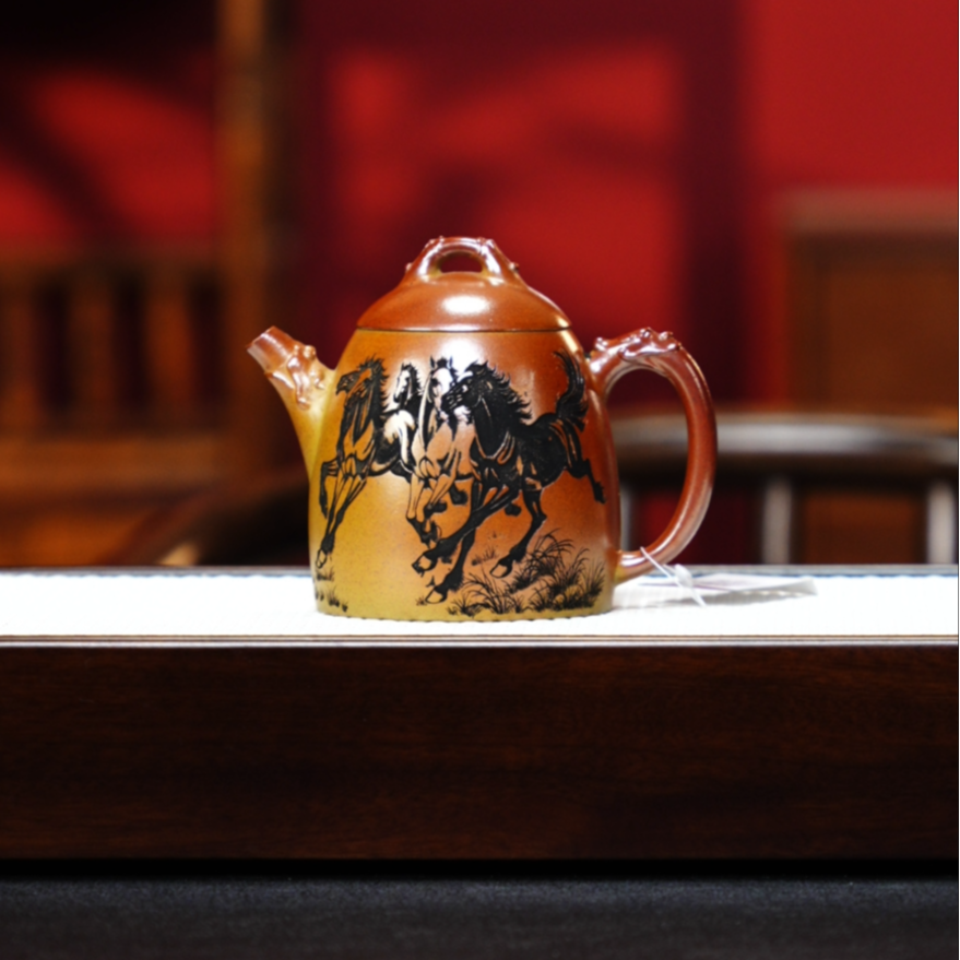 宜兴紫砂 八骏秦权 梅付春 火云烧  h224