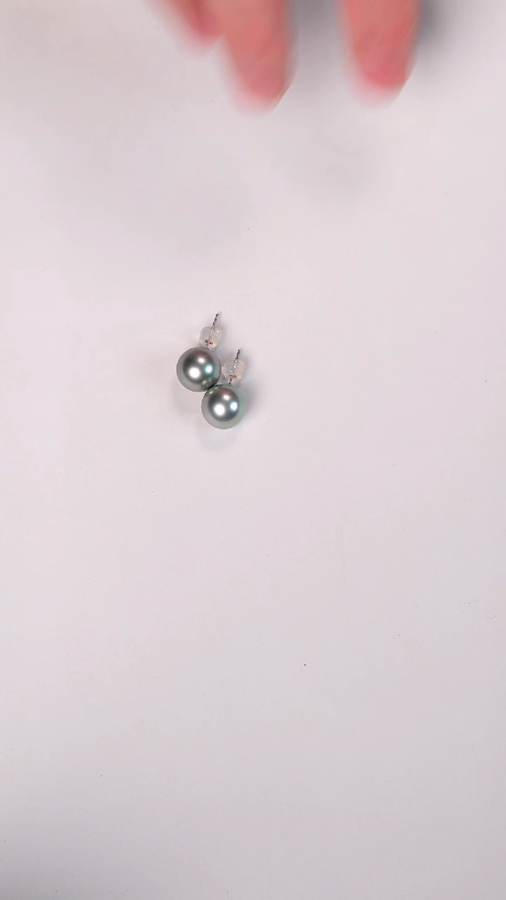 【闪购商品】海水珍珠耳钉18K金镶嵌铂金灰素钉