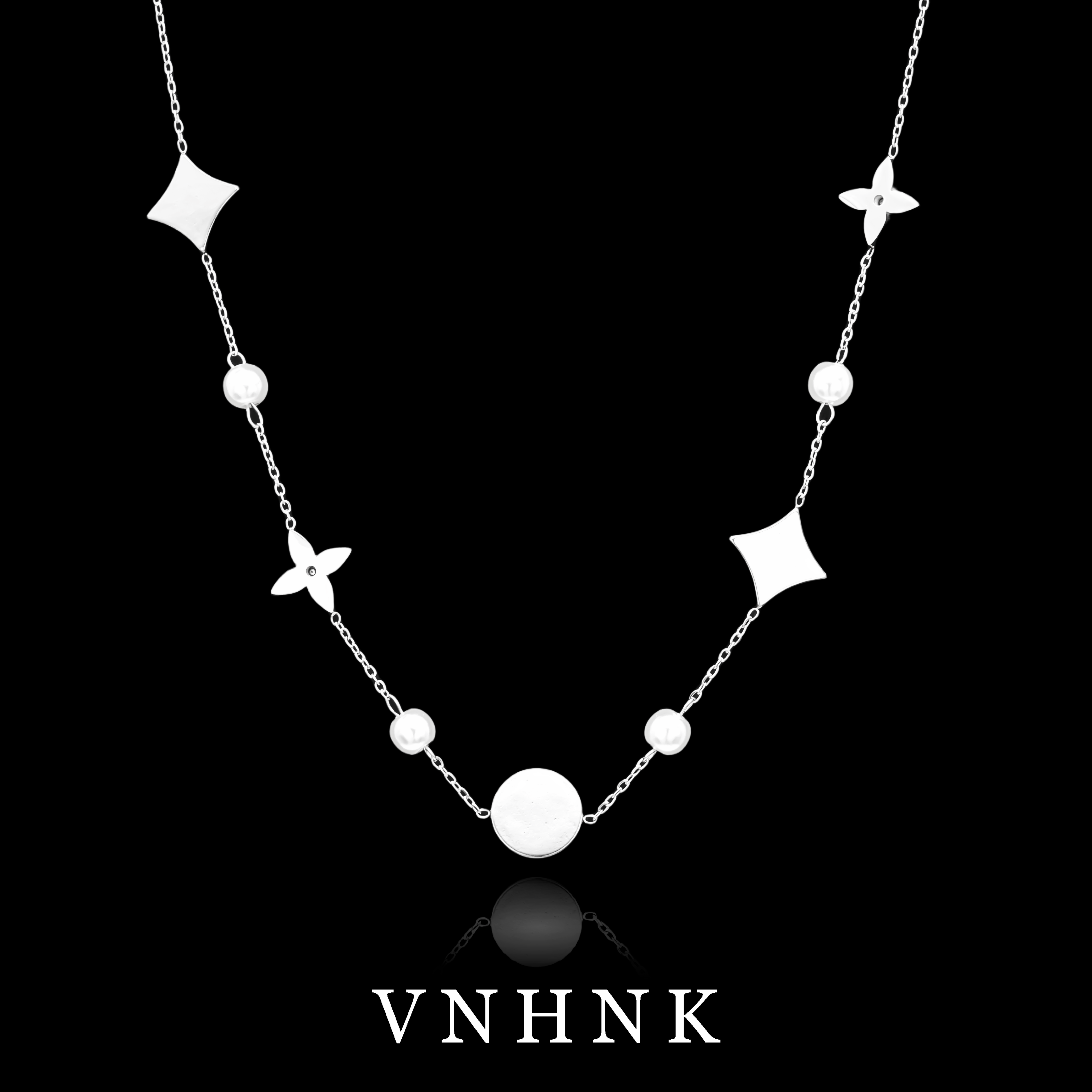 不锈钢仿珍珠项链 美可儿  T554  银色（45cm）气质时尚简约项链