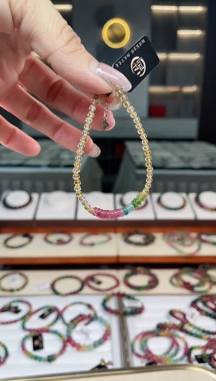 未镶嵌老矿碧玺单圈手链碧玺多样性发一条 T