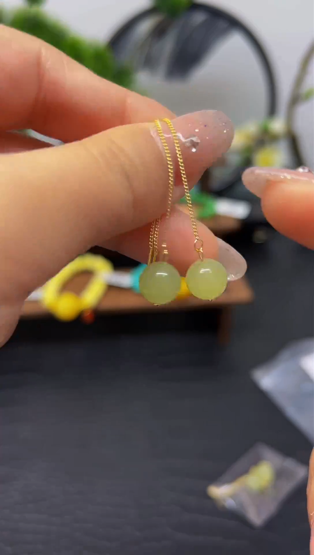 【闪购商品】和田玉耳饰14K金镶嵌耳饰E723