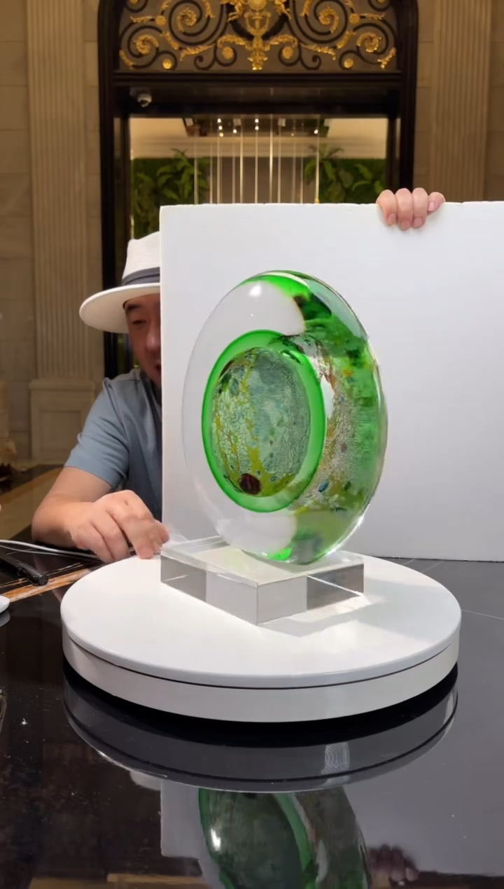 【闪购商品】摆件AJ05149绿色行星+14*16透底座