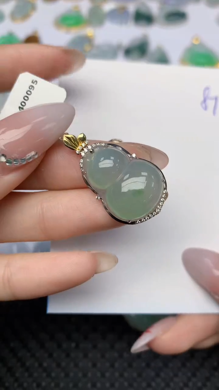 【闪购商品】翡翠颈饰18K金镶嵌天然翡翠A货 87