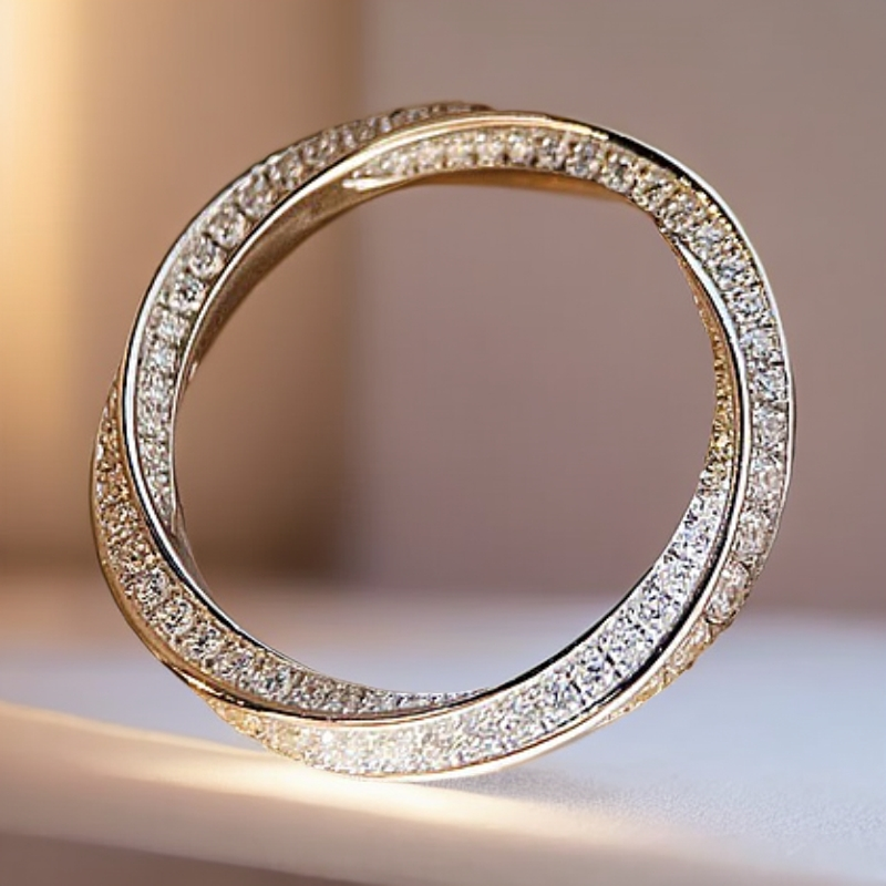 925银莫桑石戒指 满圈满钻莫比乌斯环女款气质小众轻奢莫桑戒指