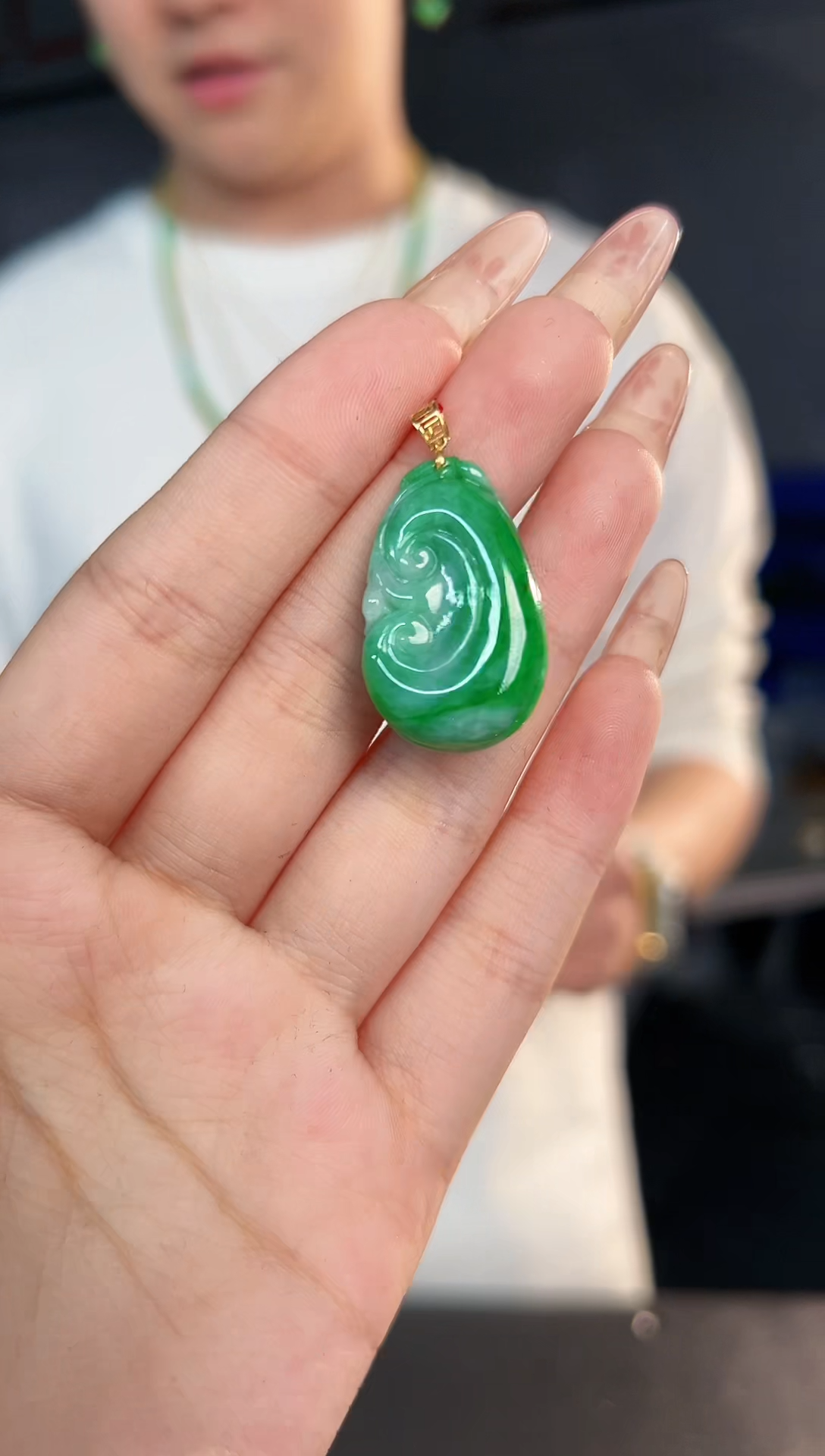 【闪购商品】翡翠颈饰18K金镶嵌缅料A货/支持复检/一件