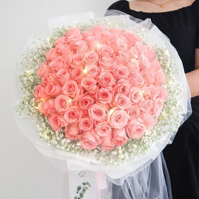 【一生❤所爱】鲜花速递52朵粉玫瑰花束送老婆表白生日礼物同城配送