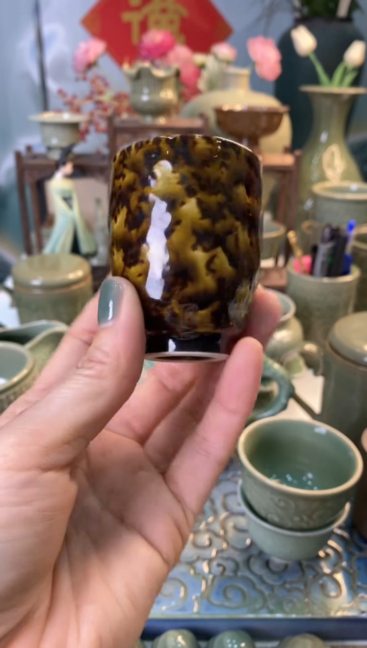 【闪购商品】D瑁釉 里面 闻香杯 XY001