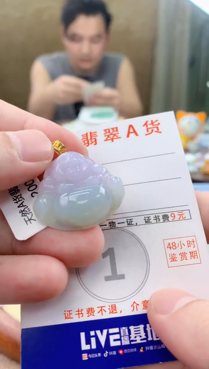 颈饰18K金镶嵌翡翠天然A货翡翠挂件
