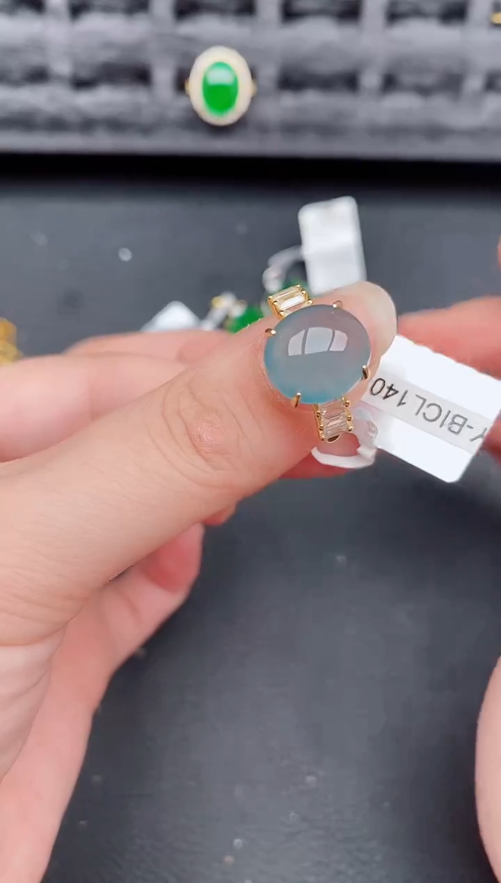 银S925镶嵌戒指翡翠天然a货翡翠266