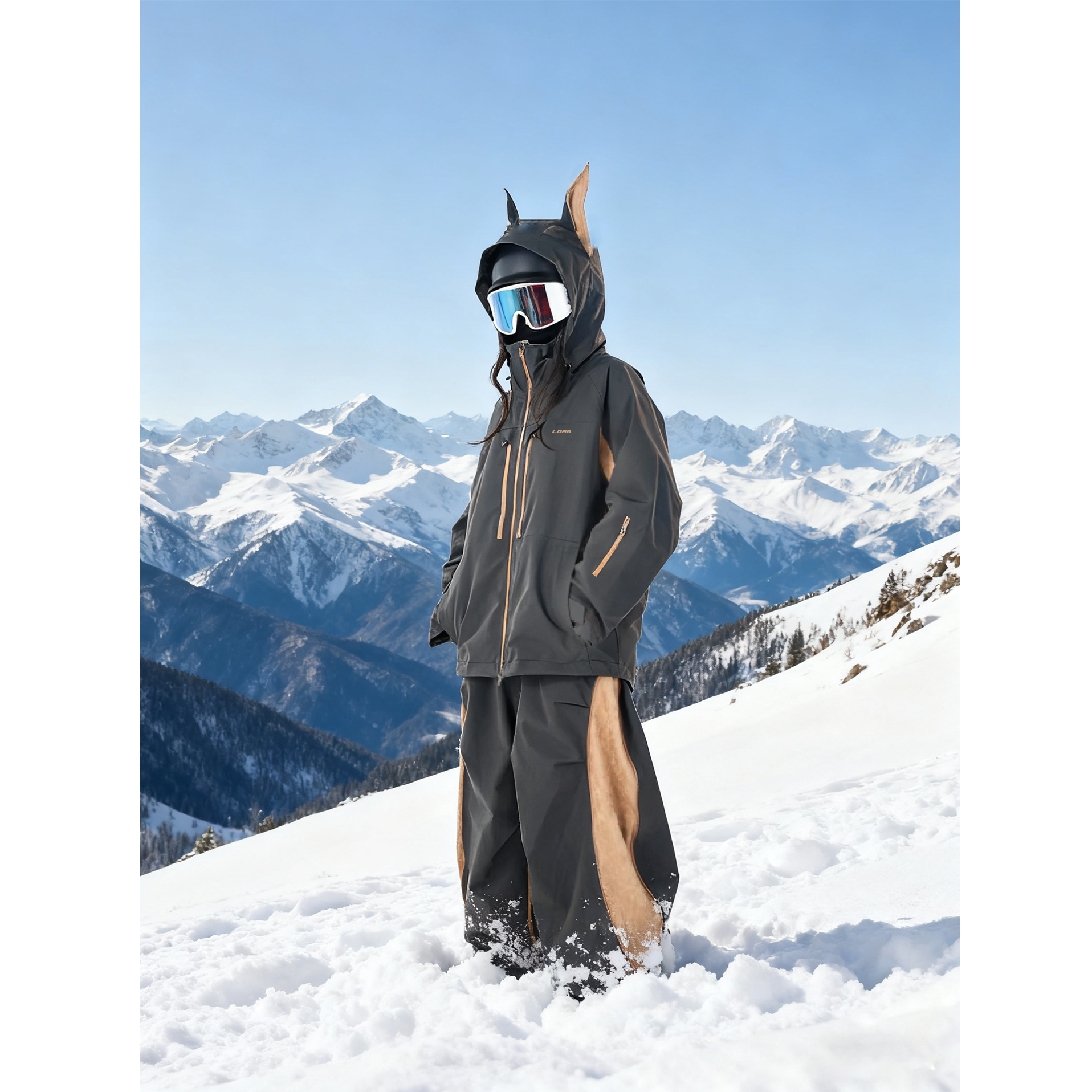 临典黑灰色杜宾滑雪服套装女2025新款户外防风防水单双板雪服外套