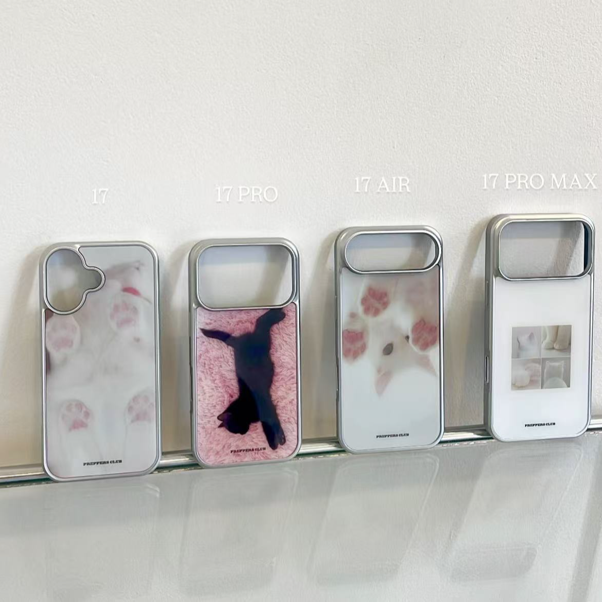 银边玻璃ins风猫咪适用苹果17promax/iPhone17/16/15/14/13手机壳