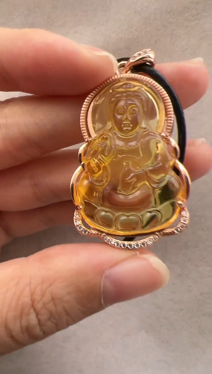 【闪购商品】琥珀裸石银S925镶嵌10113052-吊坠