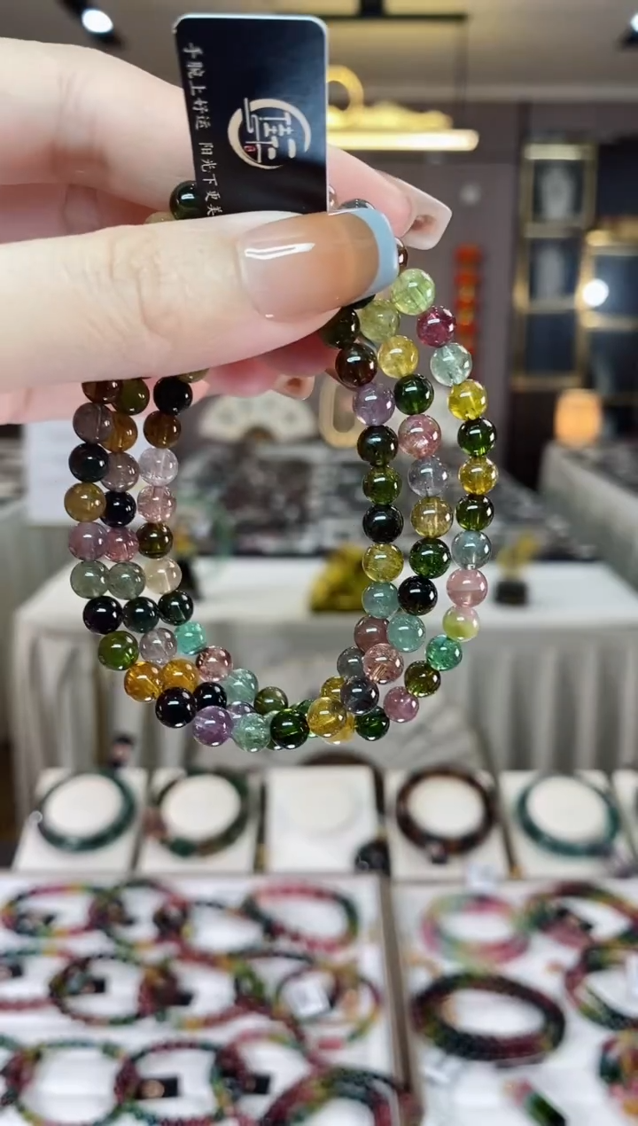 【闪购商品】碧玺三圈手串5mm+未镶嵌一物一证dan