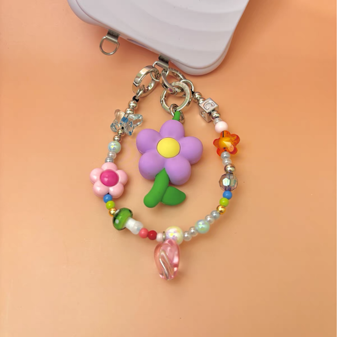 【新款蜜萝紫花绿叶】超高颜值花朵手机链小众挂饰创意