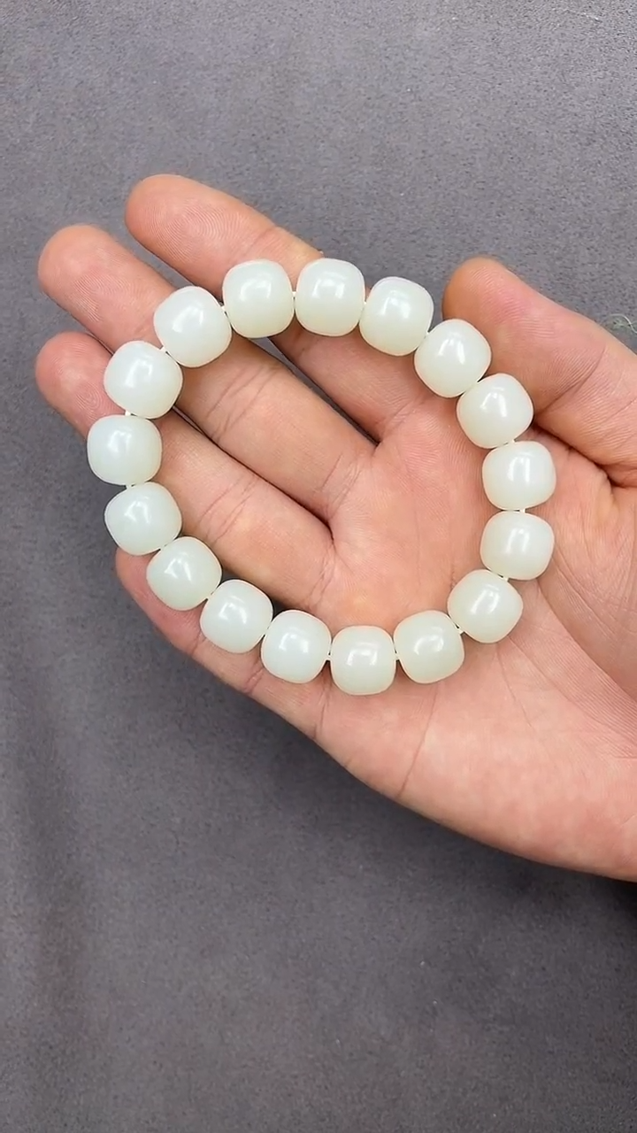手串未镶嵌和田玉且末金山白玉13老型