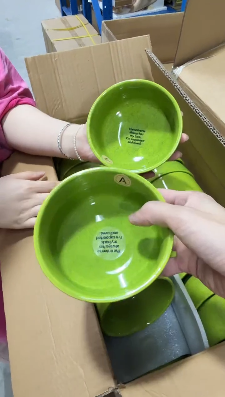 瓷片抹茶绿4.75英寸米饭碗两只