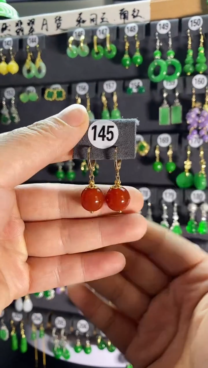 【闪购商品】南红玛瑙耳饰银S925镶嵌145