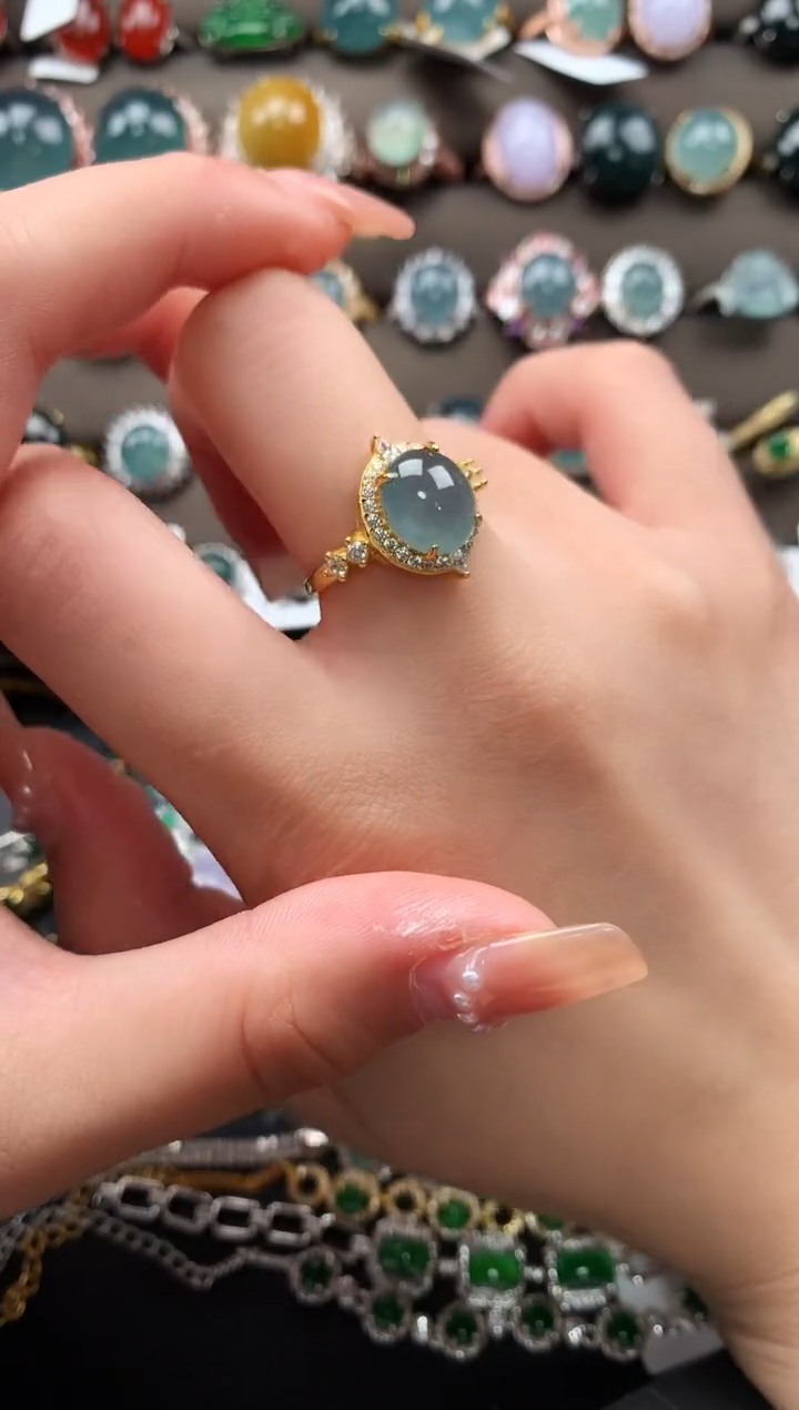 【闪购商品】翡翠戒指银S925镶嵌51241