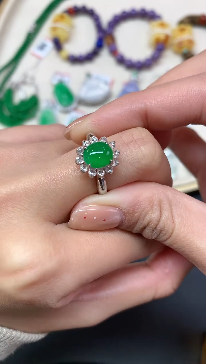 【闪购商品】翡翠戒指18K金镶嵌戒指A229|19800