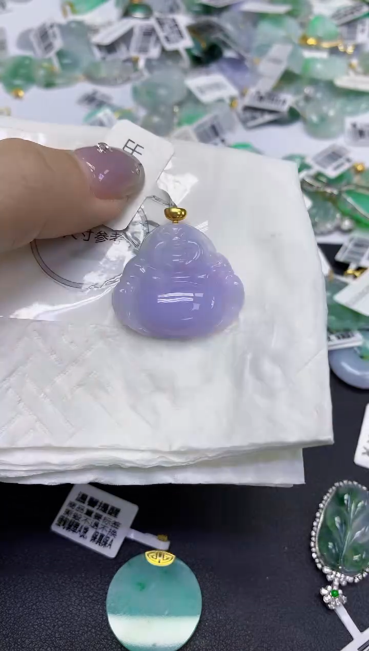 颈饰18K金镶嵌翡翠天然缅甸翡翠A货百元以上9元证书费自理