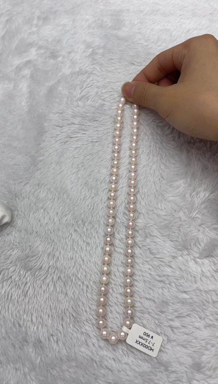 海水珍珠银S925镶嵌项链AK7-7.5mm（多样性发一）