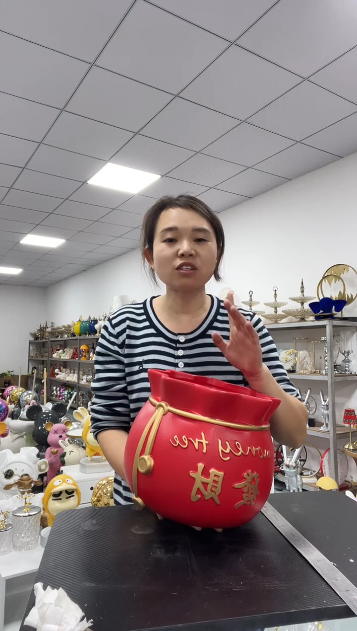 树脂发财落地花瓶