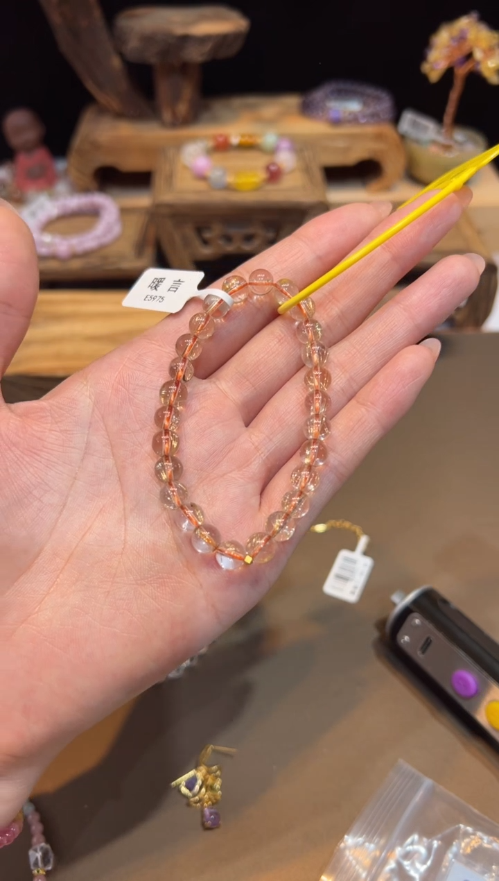 水晶手链18K金镶嵌手饰@@