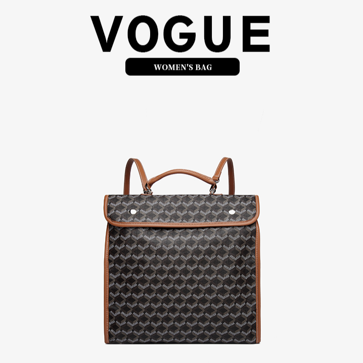 EMO狗牙双肩包经典老花休闲轻奢 高级百搭通勤女包大容量男女通背