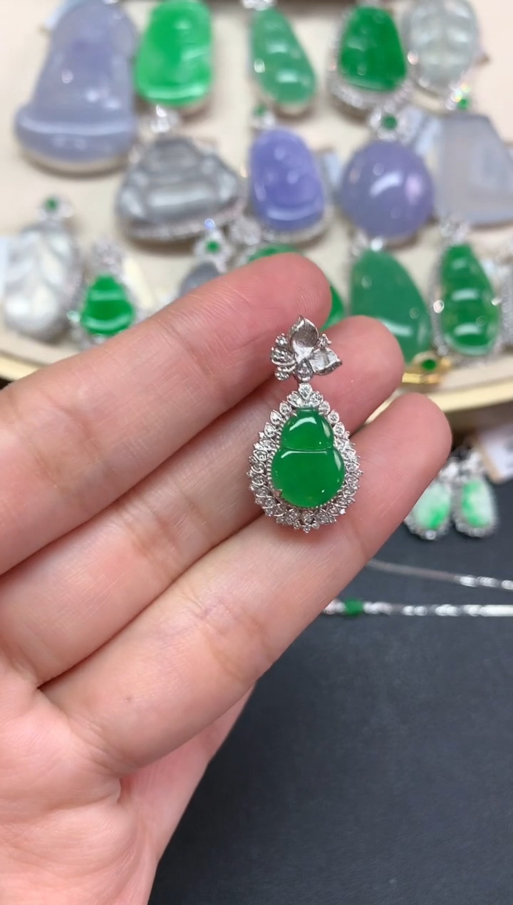 【闪购商品】翡翠吊坠(不含链)18K金镶嵌W170|7980