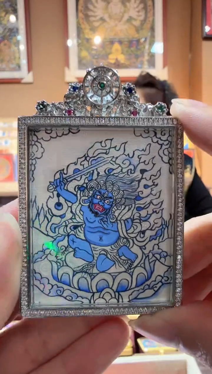 吊坠不动明王-纯手绘唐卡