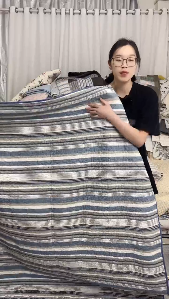 棉140*200蓝条纹床盖