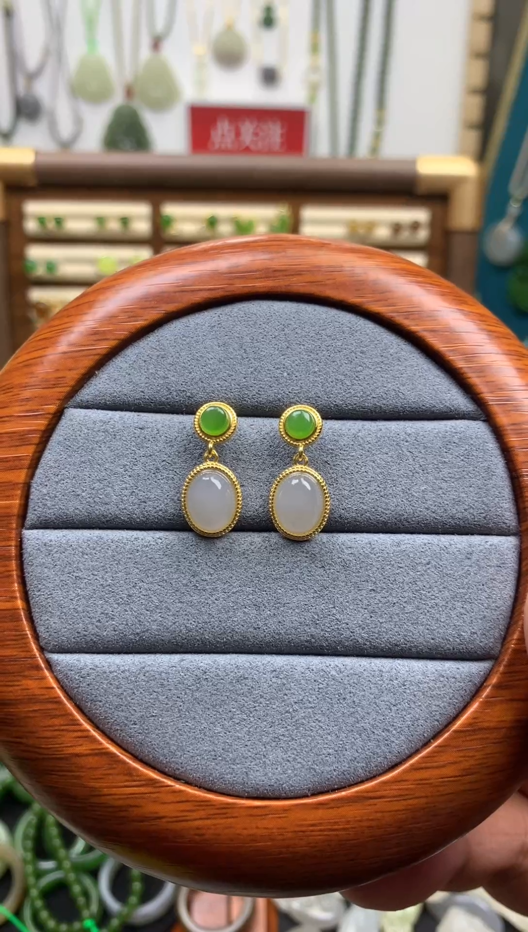 【闪购商品】和田玉耳饰银S925镶嵌嫣紫耳钉