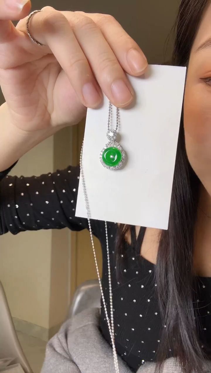 【闪购商品】翡翠吊坠(不含链)银S925镶嵌天然翡翠吊坠3