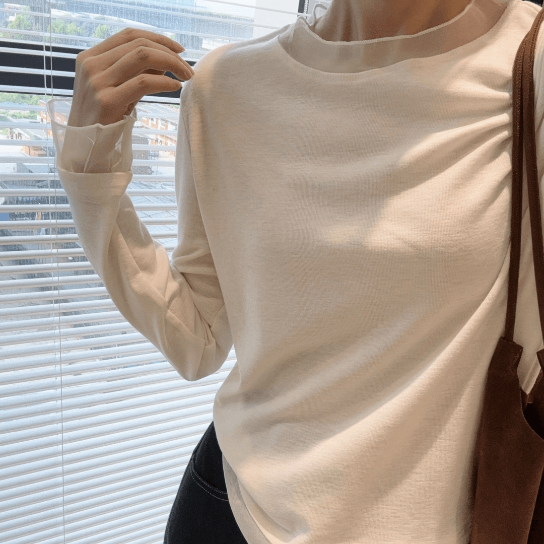 蕾丝拼接打底衫长袖t恤秋冬加绒内搭显瘦修身百搭配大衣女装上衣