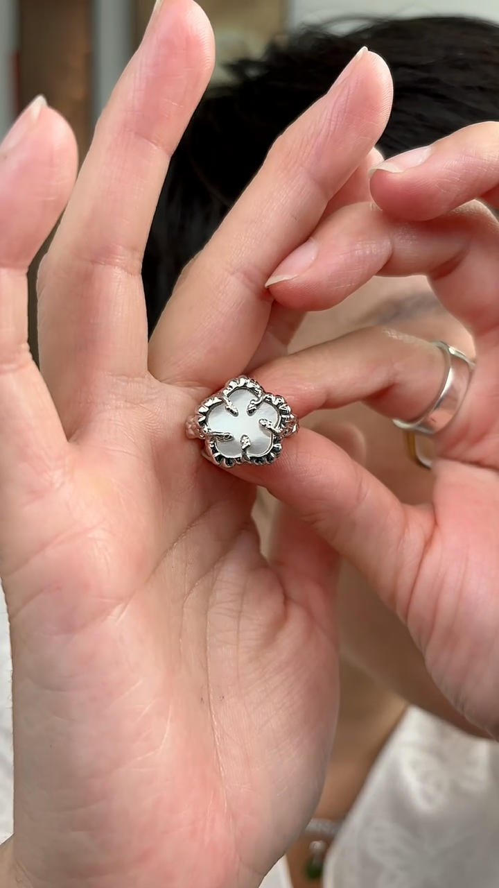 无925银纯银戒指白贝花52