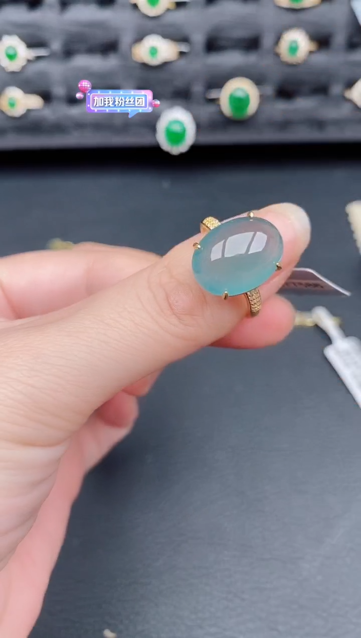 银S925镶嵌戒指翡翠天然a货翡翠176