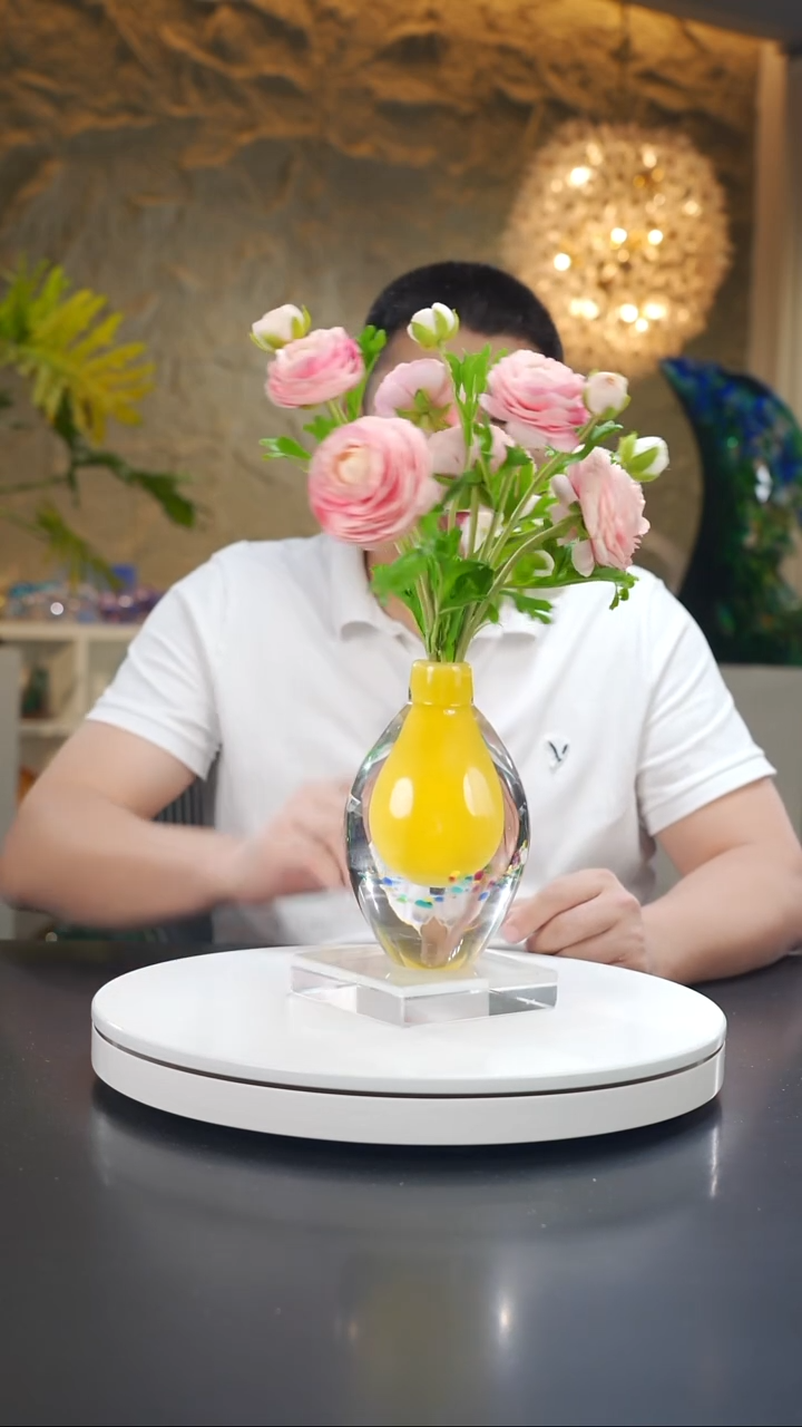 手工艺品琉璃黄色设计款花器
