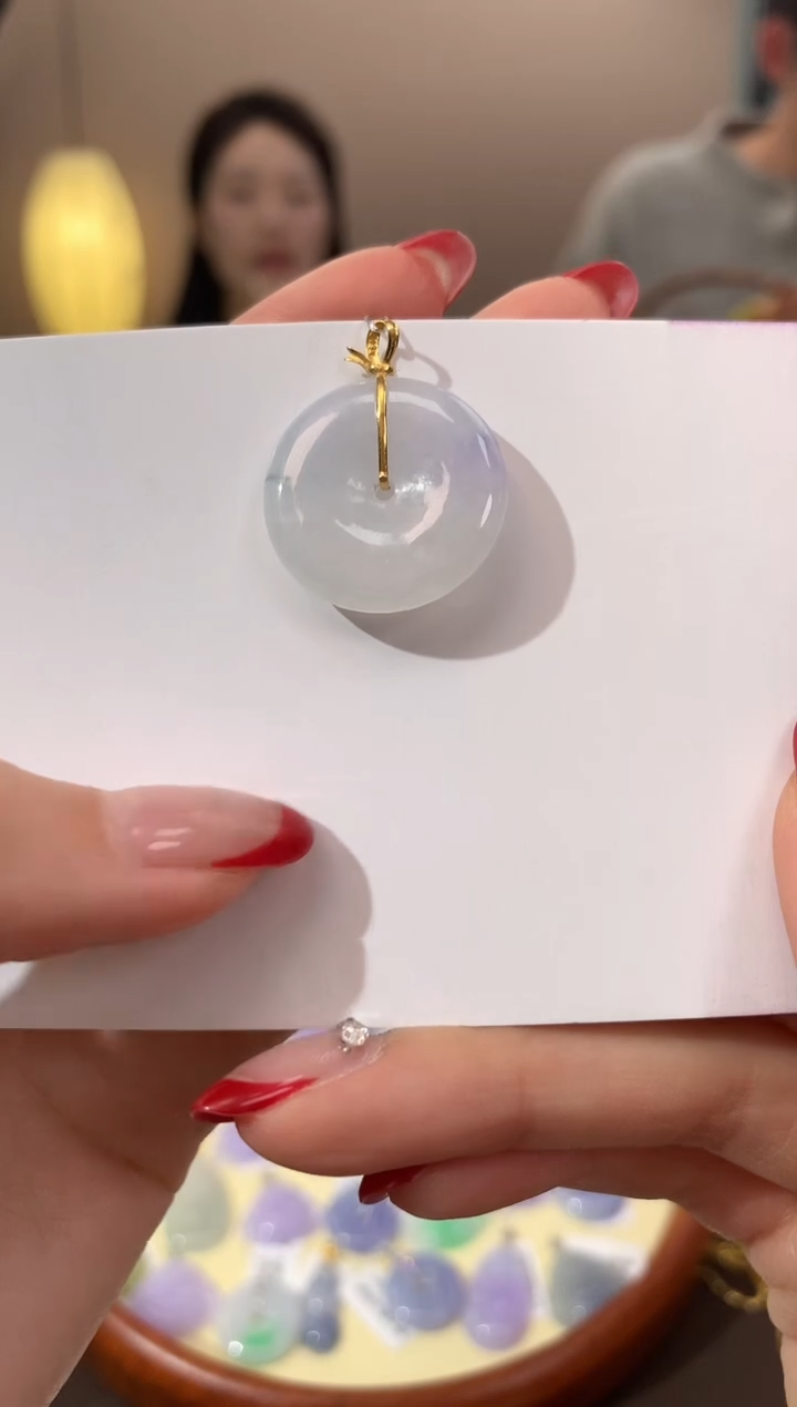 【闪购商品】翡翠颈饰18K金镶嵌天然缅甸a货翡翠