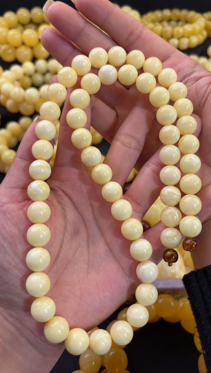 【闪购商品】蜜蜡颈饰未镶嵌11+石膏奶黄白花蜡项链