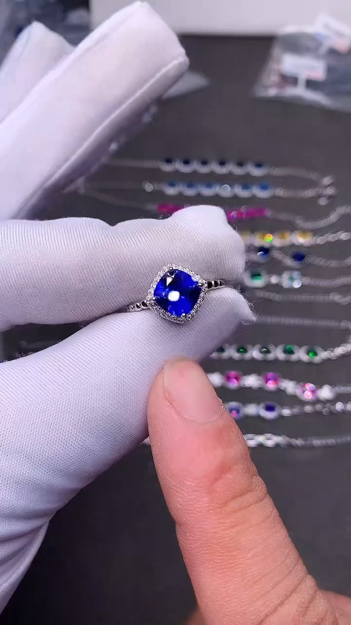 【闪购商品】蓝宝石戒指银S925镶嵌.....