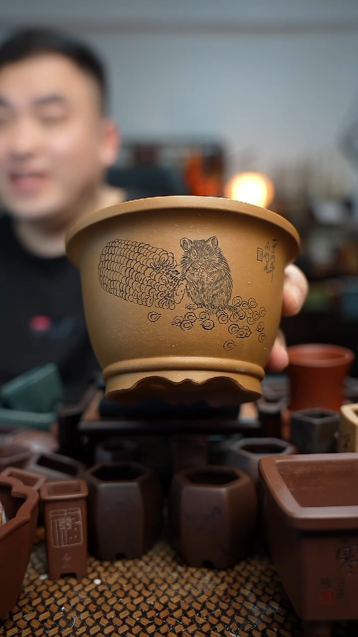 紫砂花盆長木軒精品紫砂12*8内口10*7