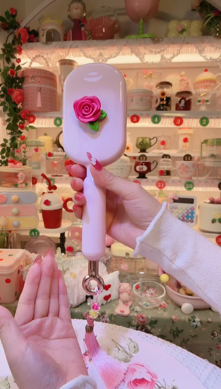 玫瑰花梳子粉色——手工制作品质好！