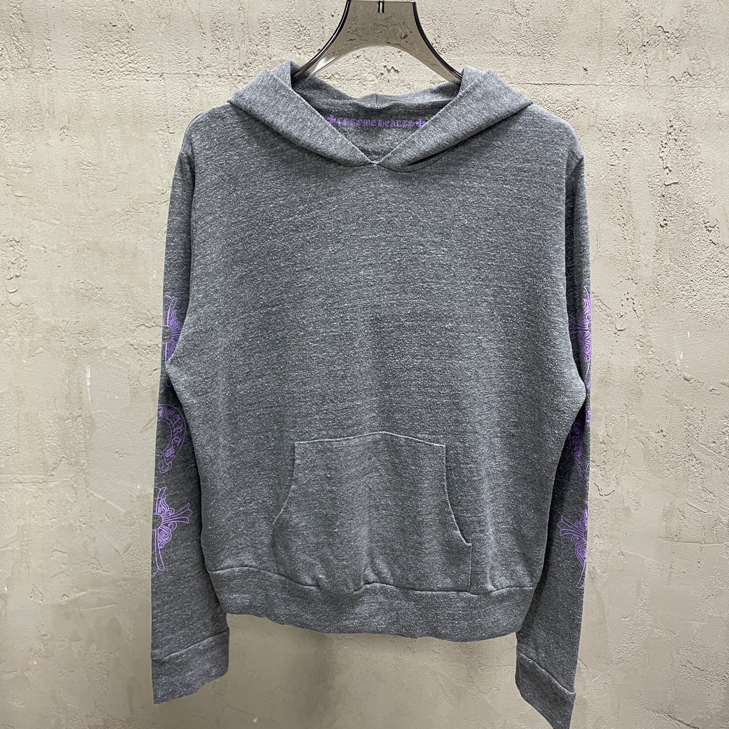未使用 Chrome Hearts/克罗心 灰色双臂紫色三元素连帽卫衣帽衫 