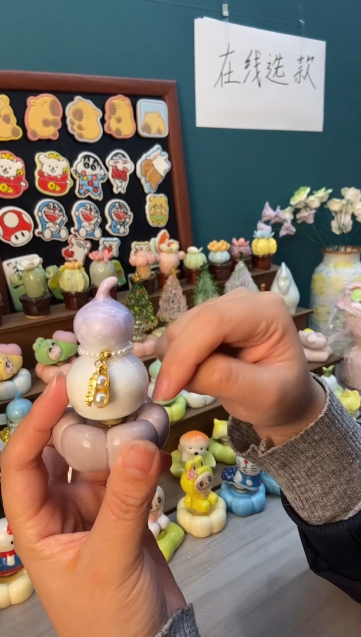 摆件陶紫色葫芦景德镇陶瓷摆件1个装