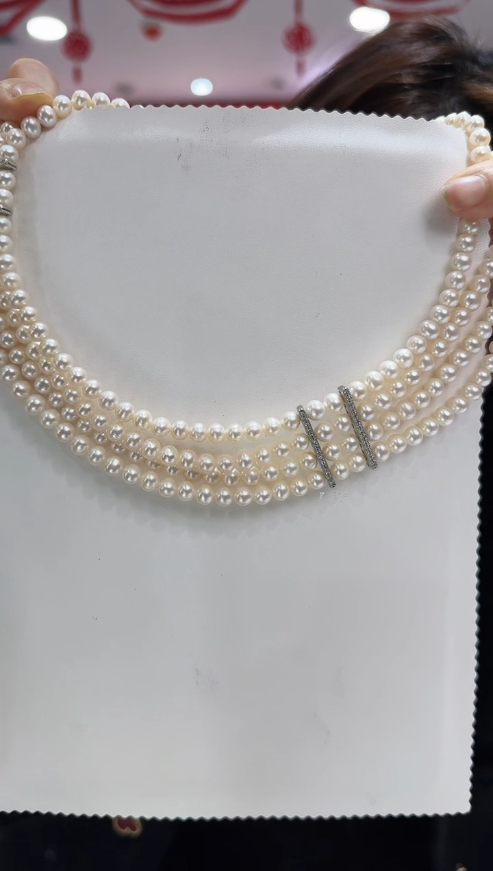 【闪购商品】淡水珍珠NN未镶嵌四层珍珠项链@@C1284