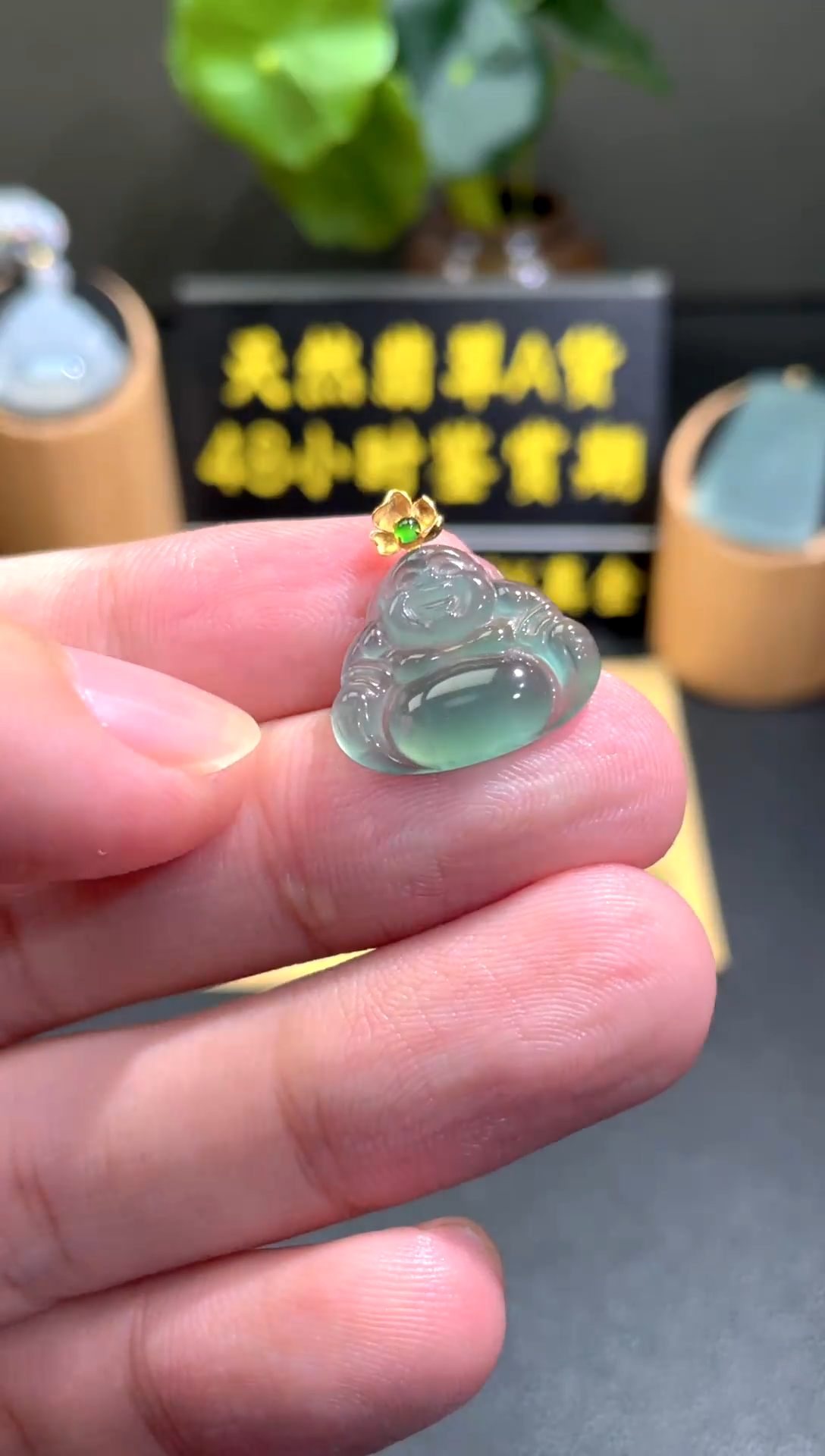 颈饰18K金镶嵌翡翠翡翠A货