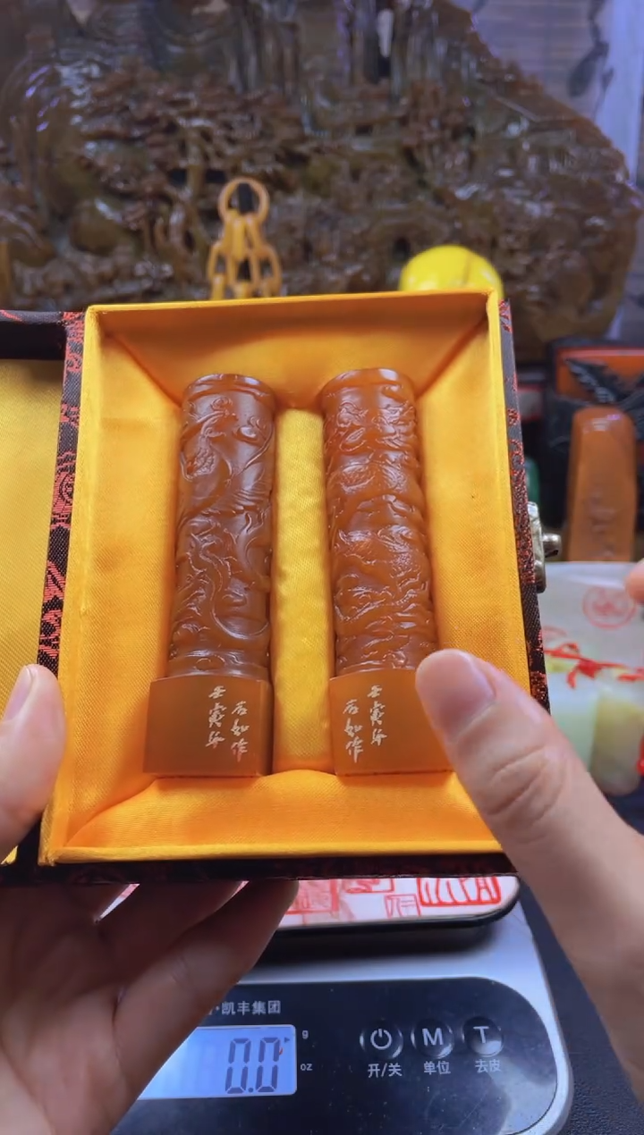 【闪购商品】寿山石印石红田龙凤柱