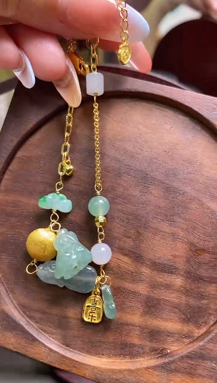 翡翠银S925镶嵌颈饰净货12679