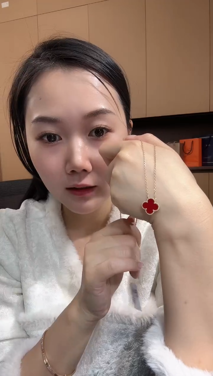 【闪购商品】玛瑙/玉髓套链18K金镶嵌红色k黄四叶草套链GHJ25版ghj